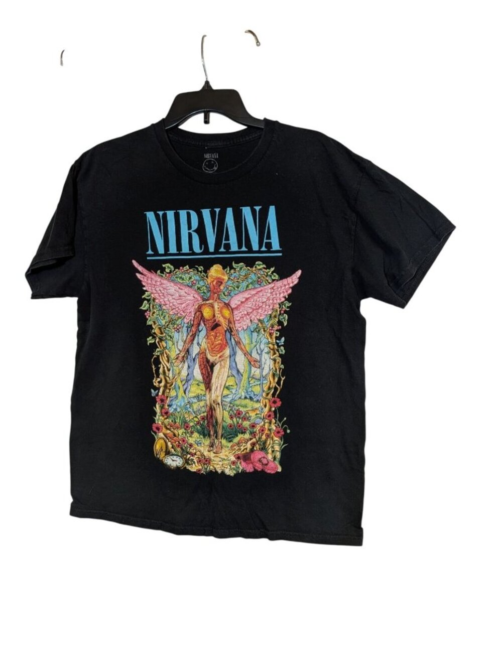 Nirvana In Utero 2016 Black Graphic Tee L Angel Artwork Cotton Band T-Shirt
